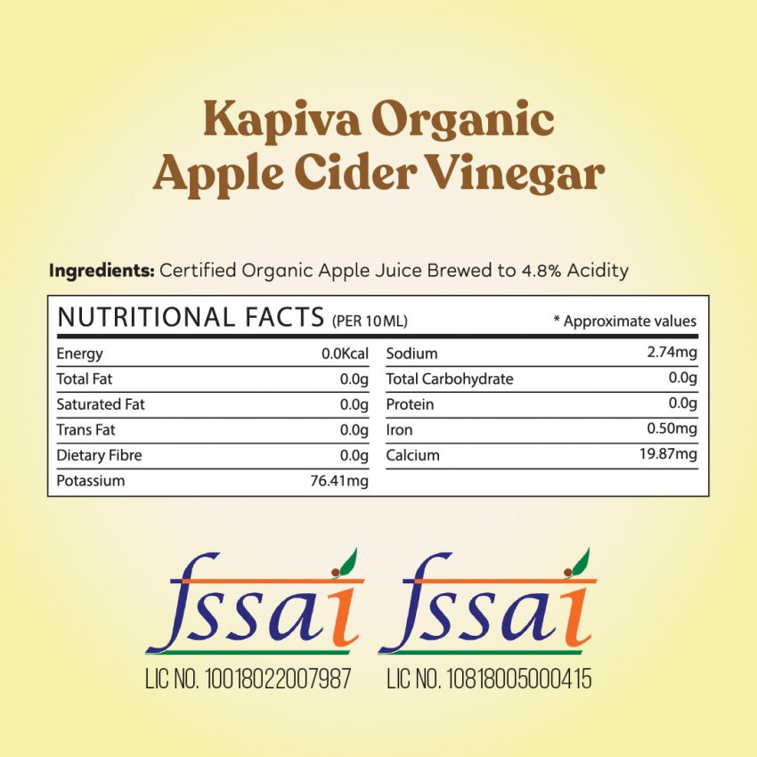 Kapiva Organic Apple Cider Vinegar 500ml Pack of 2 Helps Lose Weight