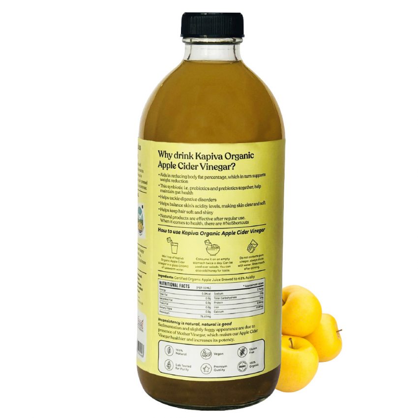 Kapiva Organic Apple Cider Vinegar 500ml Pack of 2 Helps Lose Weight